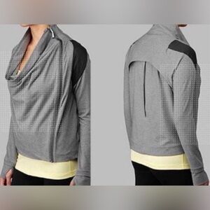 Lululemon Athletica Women's Sway Jacket Gray Asymmetrical Zip Cowl Neck Size 4